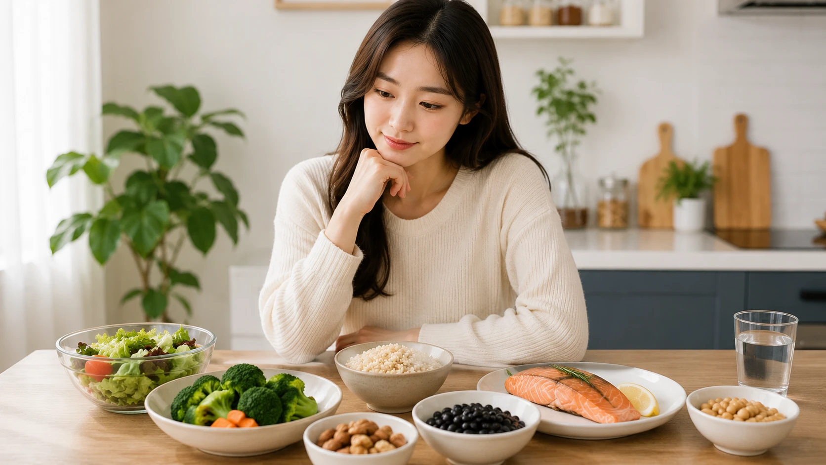 당뇨 식단을 준비하는 여성