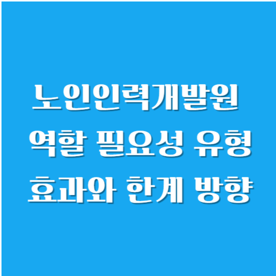 노인인력개발원 역할, 필요성, 유형, 효과와 한계, 방향