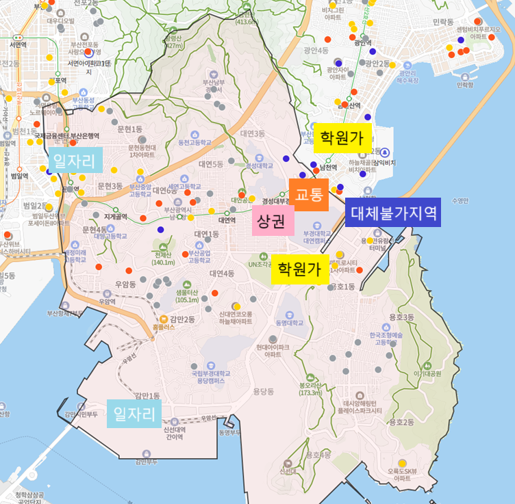 부산시 남구 입지지도