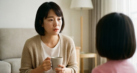엄마가 반박하려다 말을 멈칫하는 순간