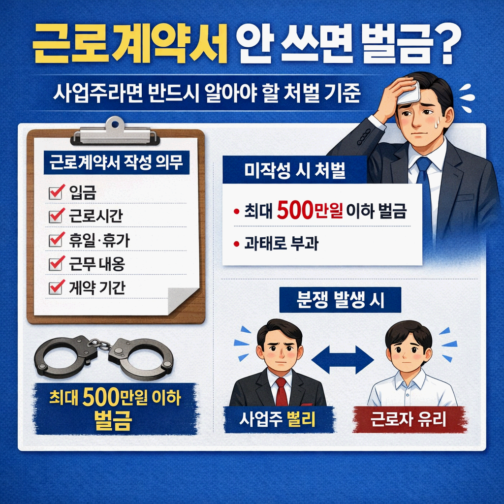 근로계약서 안 쓰면 벌금? 사업주라면 반드시 알아야 할 처벌 기준