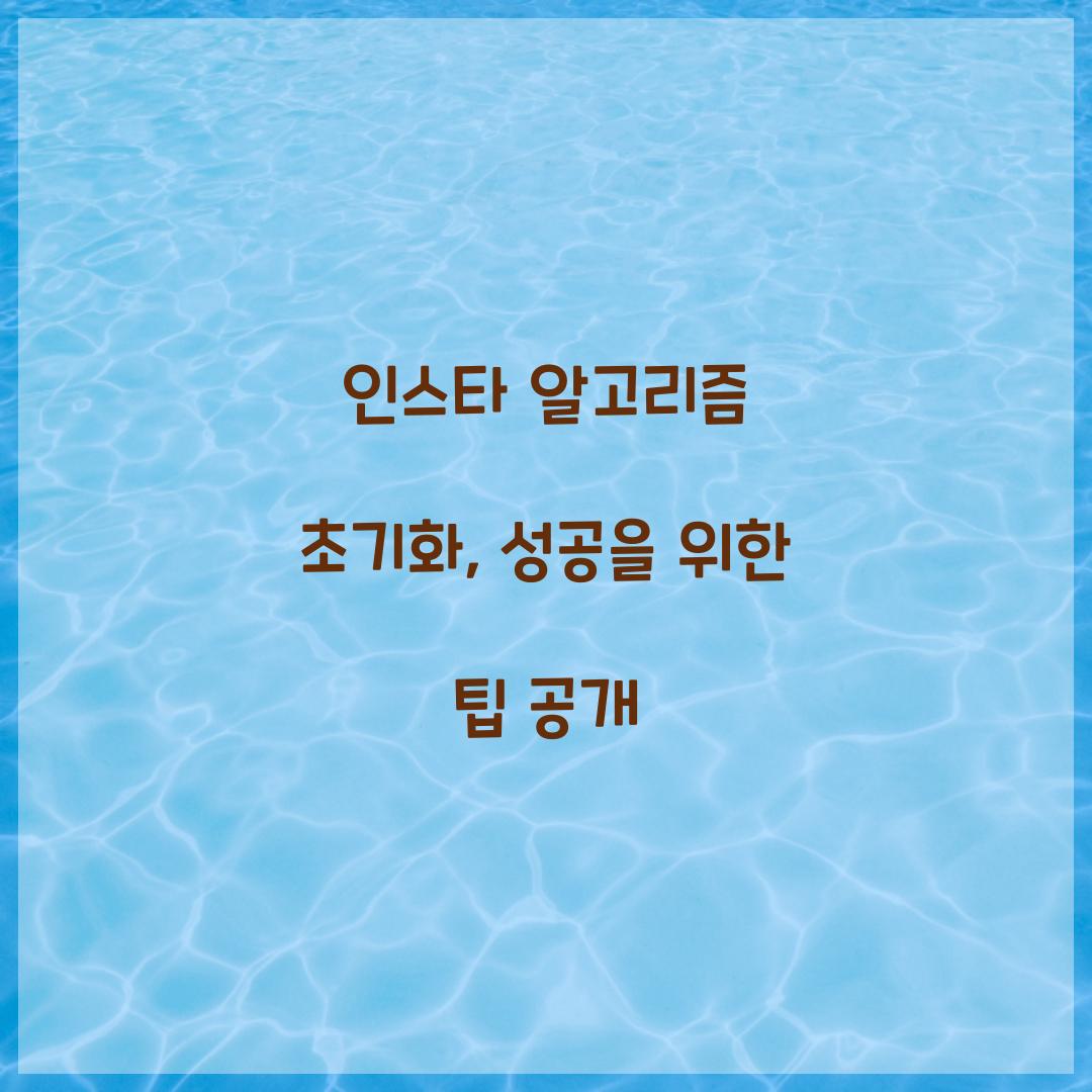 인스타 알고리즘 초기화