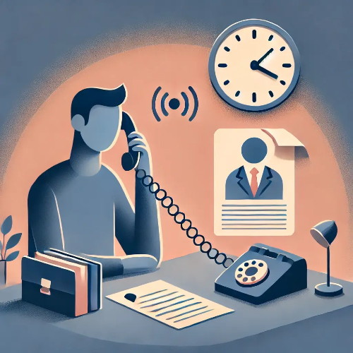 고용센터와 전화 상담하는 장면