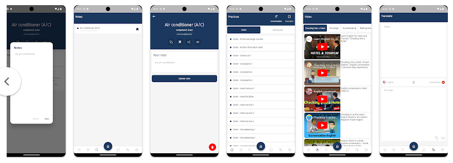 호텔 및 레스토랑 영어 학습 앱, English for Hotel & Restaurant, 영어 회화 실력 향상 및 고객 응대 가이드