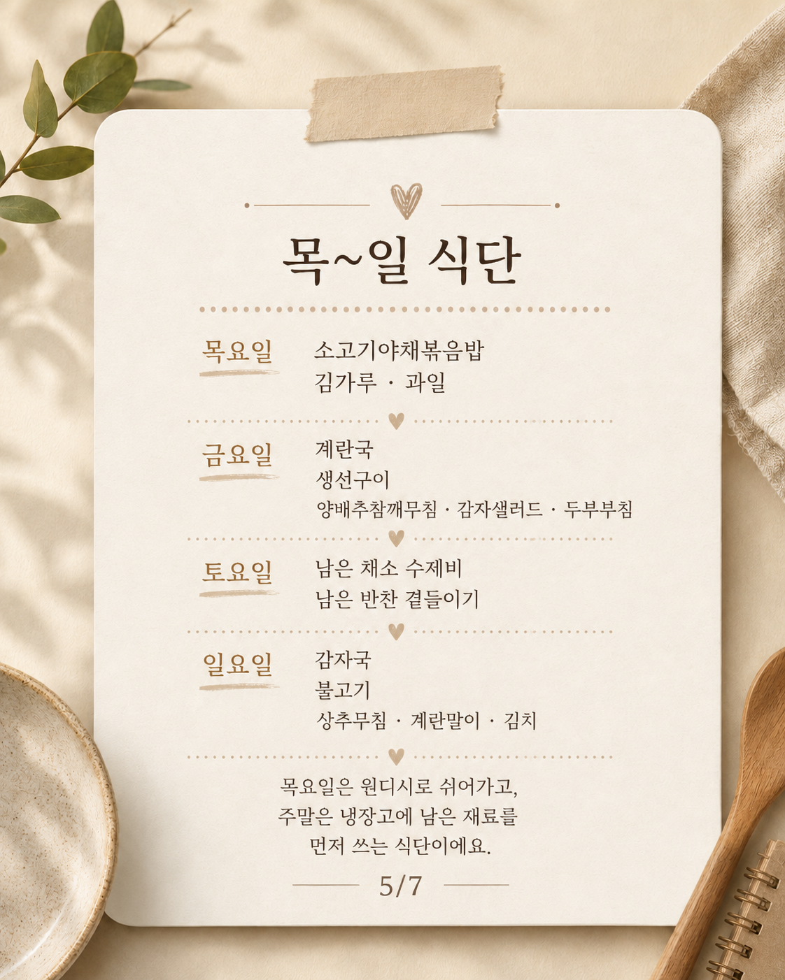 유아 식단표 사진, 4인가족 식단표 사진