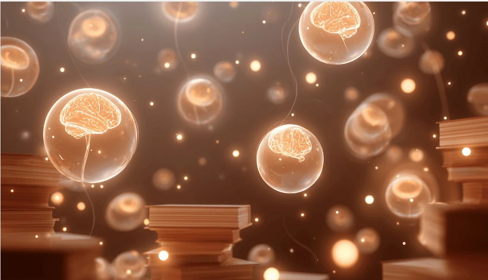 신경 가소성을 통해 뇌가 변화와 적응을 이루는 과정을 상징적으로 표현한 이미지
