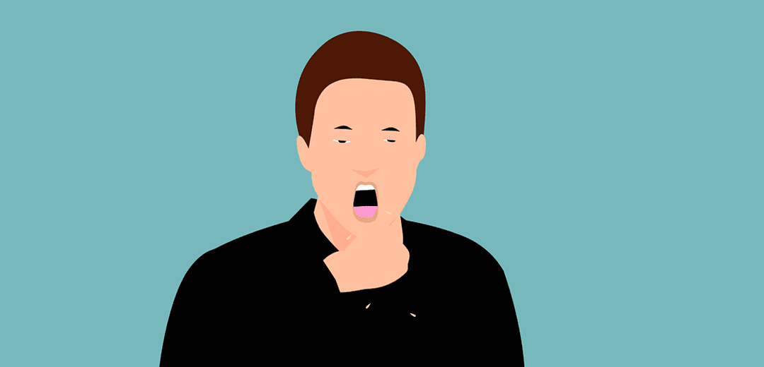 목을 잡고 심하게 기침하는 남성