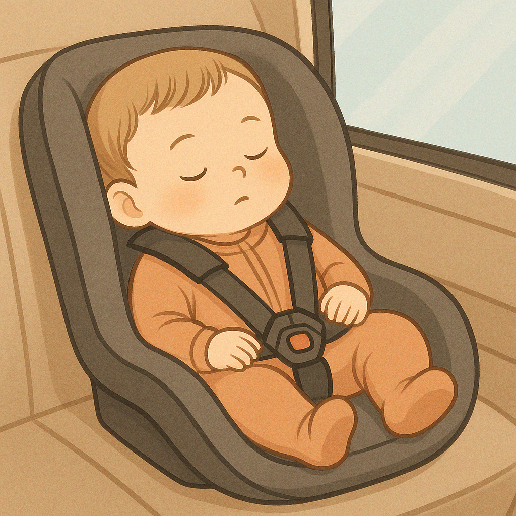 아기 차에서 낮잠