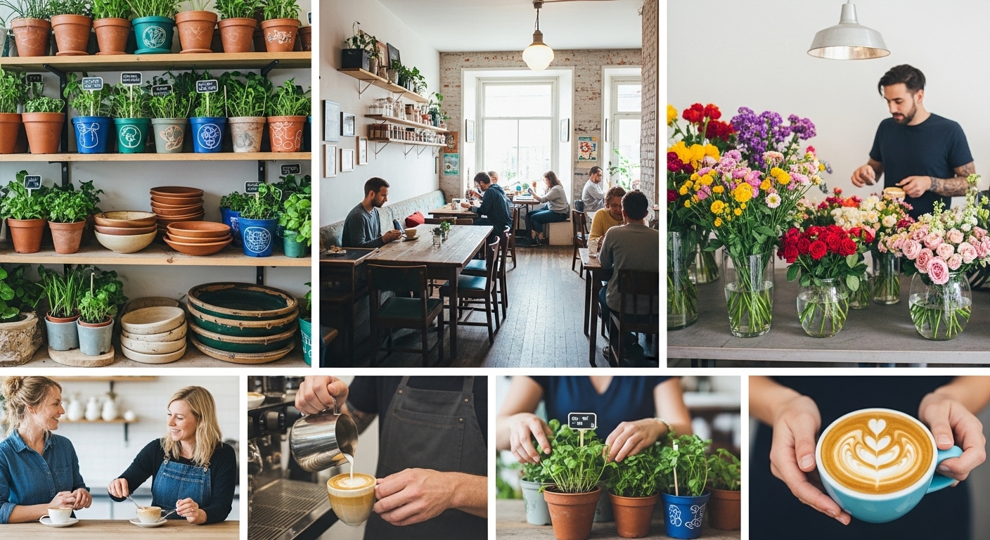 식물가게·카페·플라워숍 등 여러 소상공인 매장의 일상과 고객들이 이용하는 모습을 담은 콜라주 사진