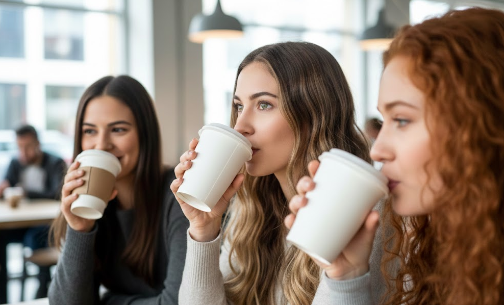 커피를 마시고 있는 사람들