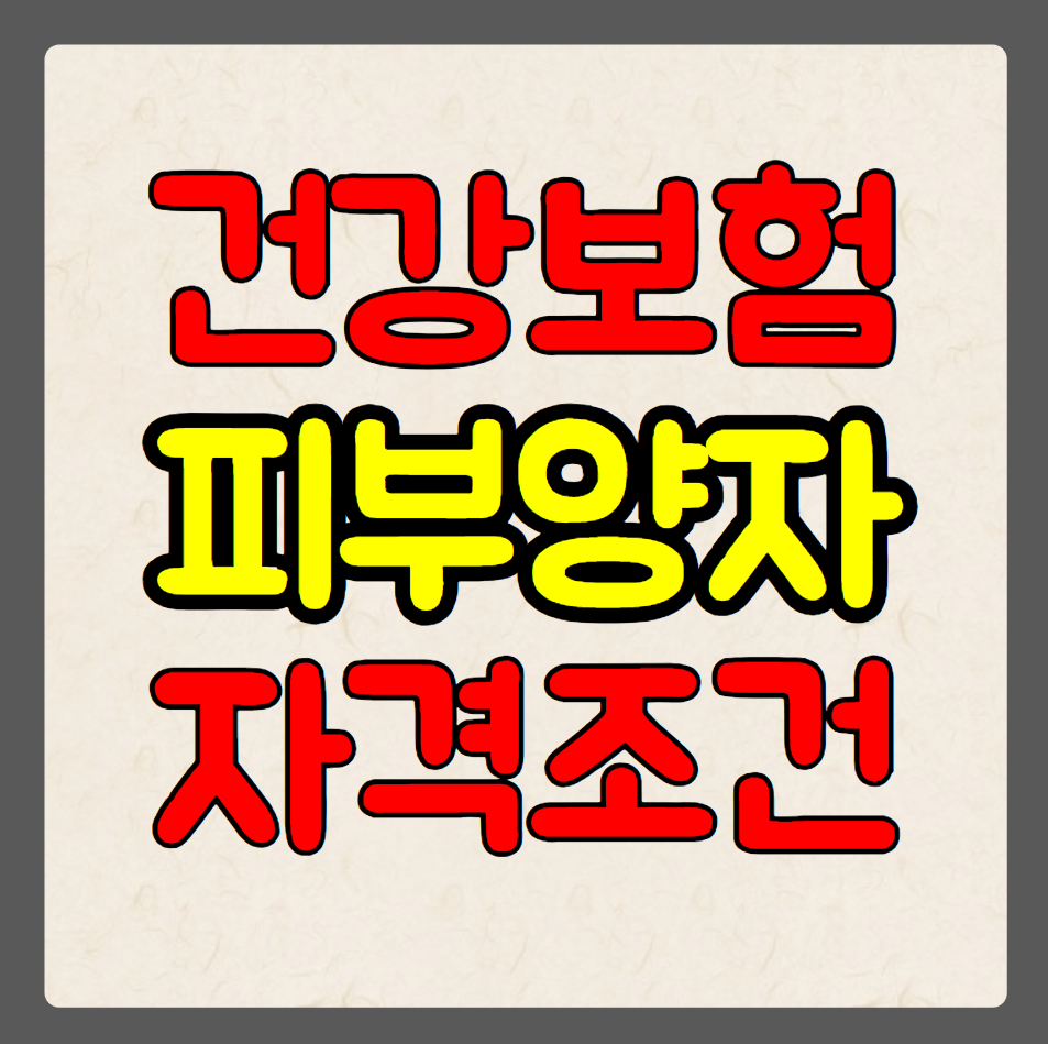 건강보험 피부양자 소득 재산 부양 등 인정 자격 조건