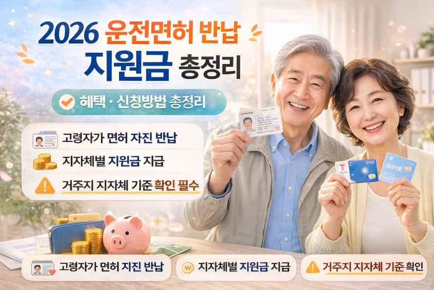 2026 운전면허 반납 지원금 반납 혜택 완벽정리!