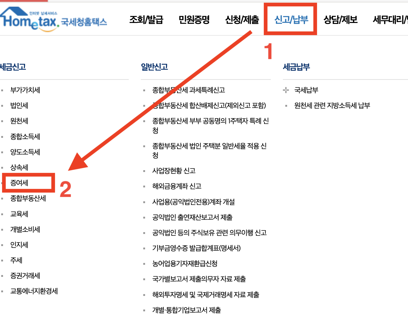 증여세 신고방법