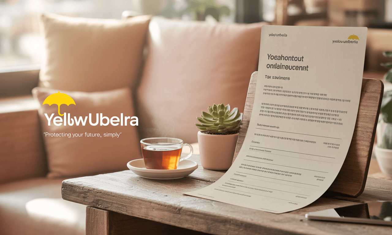 폐업후-종합소득세-신고-거실-테이블위에노란우산-서류와-마시는-차가-있는-모습