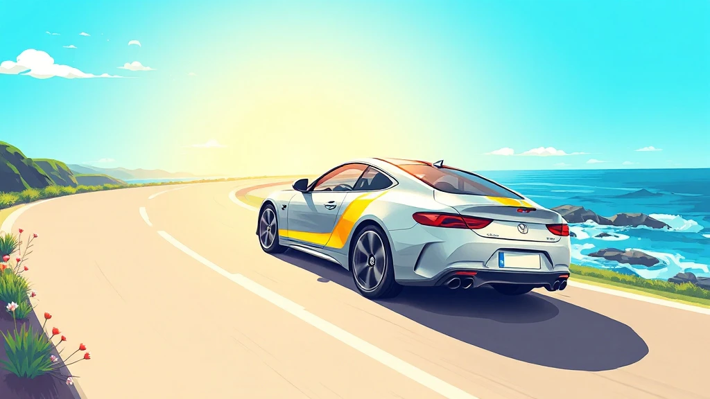해변가 도로를 달리는 자동차 모습