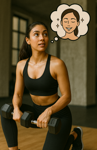 피부가 좋아지기 위해 운동하는 여성