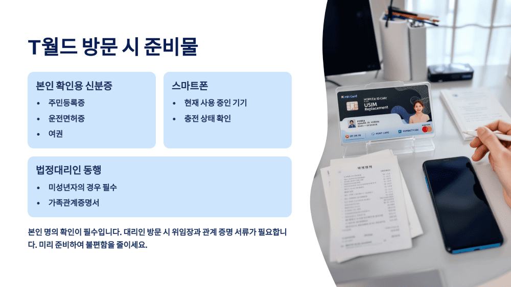 T월드 방문 시 준비물