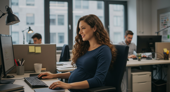 회사에서 근무하는 임신여성