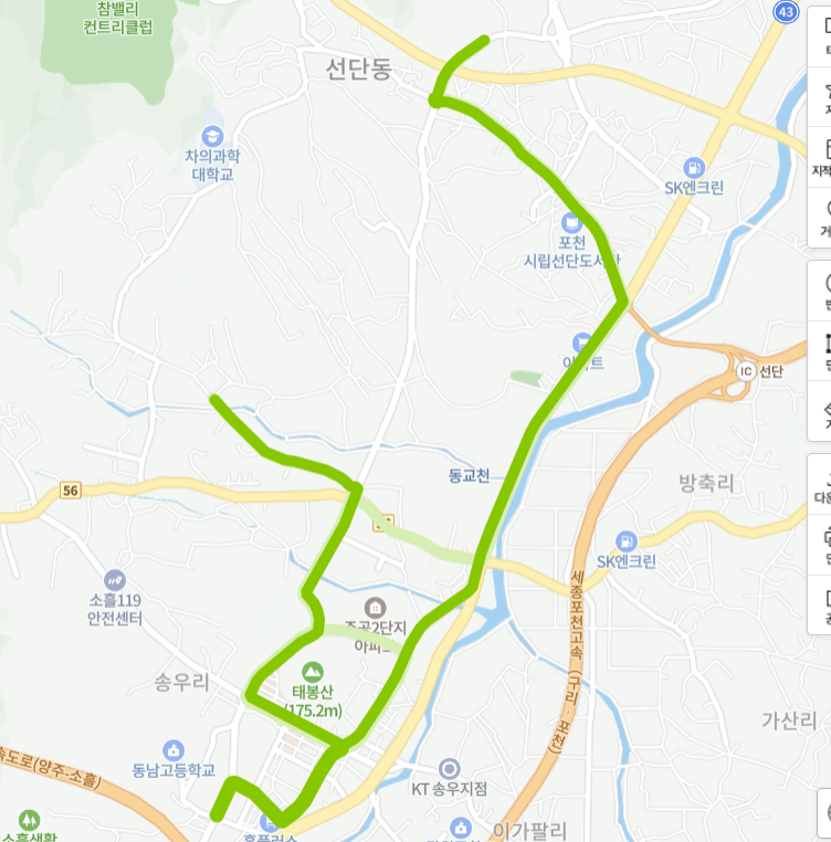 포천-69번-버스-노선-지도