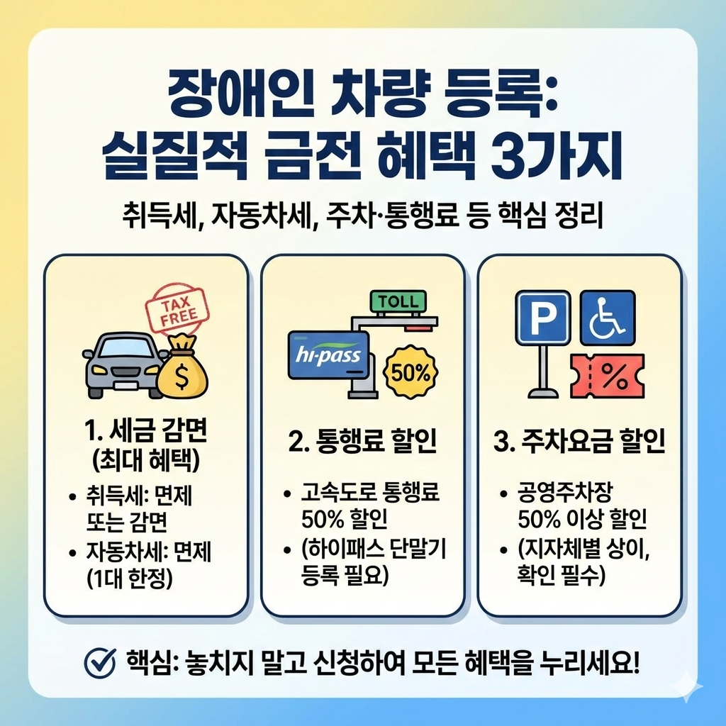 장애인 차량 등록으로 받을 수 있는 실질적 금전 혜택 3가지