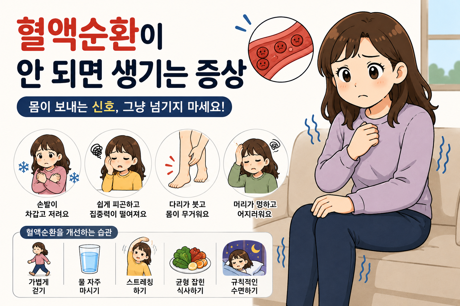 혈액순환이 안 되면 생기는 증상
