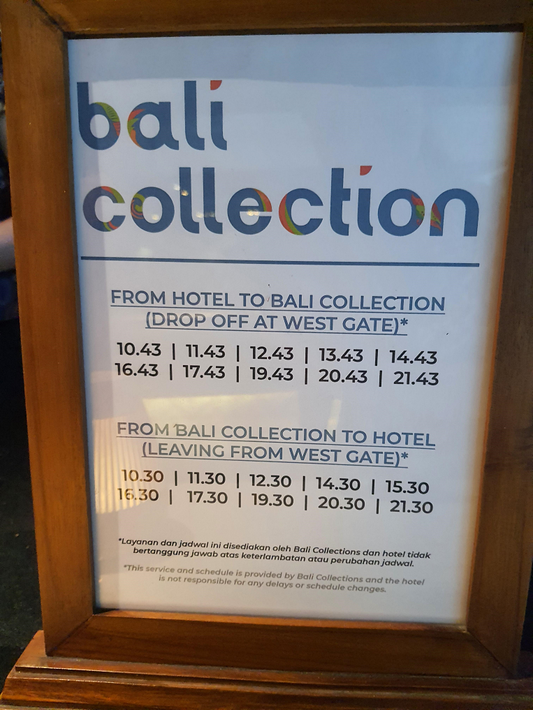 발리 컬렉션 셔틀버스 타임 테이블