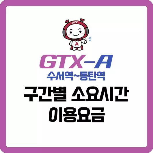 GTX-A 수서동탄 배차/소요시간 및 이용요금