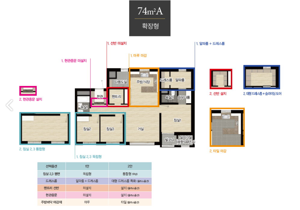 영종하늘도시 센트럴푸르지오자이 - 74A 평면도