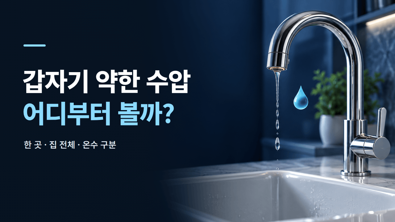 집 수압이 갑자기 약해졌을 때 ❘ 한 곳·집 전체·온수 원인 구분