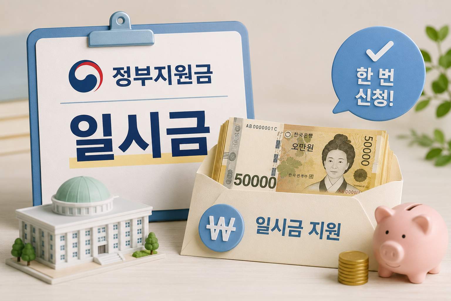 한 번 신청하면 받을 수 있는 일시금 정부지원금 총정리 (2026년 최신)