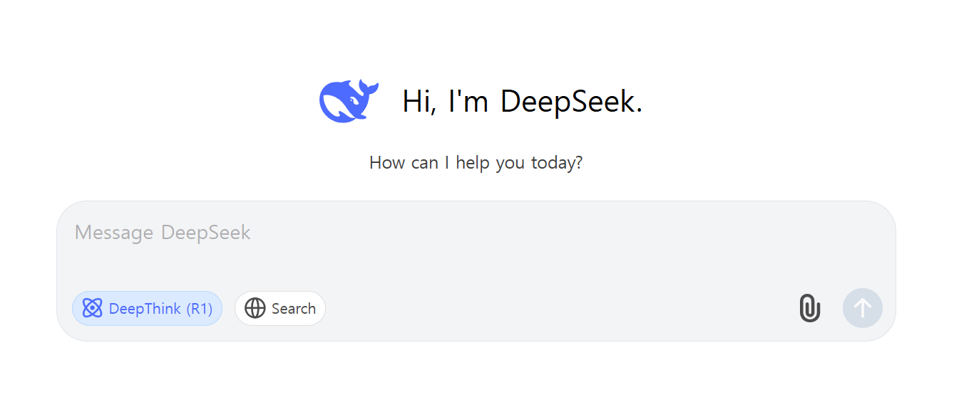 딥시크 deepseek 처음 화면 ai deepseek R1