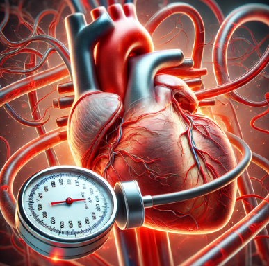 심장에 맥박 측정 기계가 감겨져 있는 사진