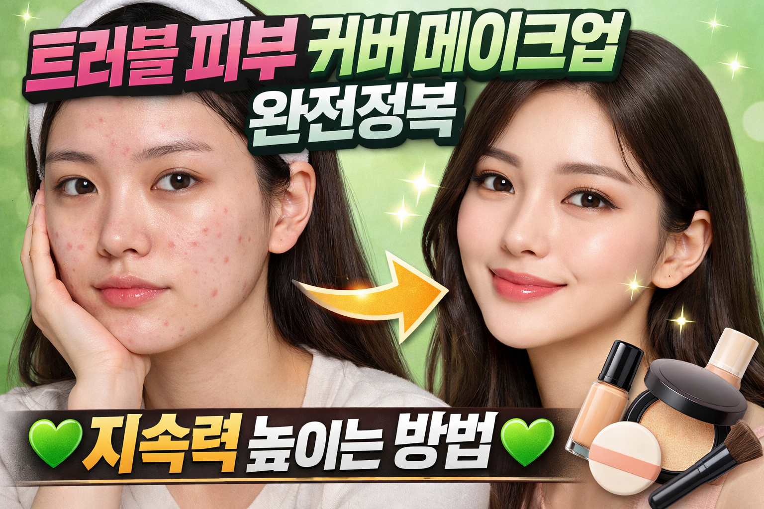 트러블 피부 커버 메이크업