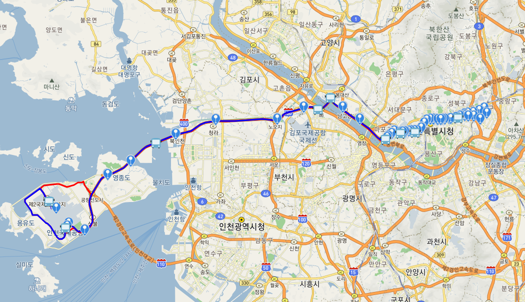 6002번 노선정보 지도