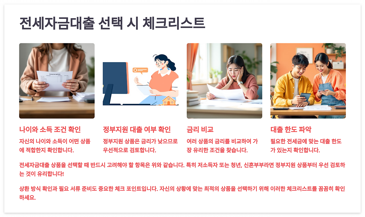 전세자금 선택시 체크 리스트