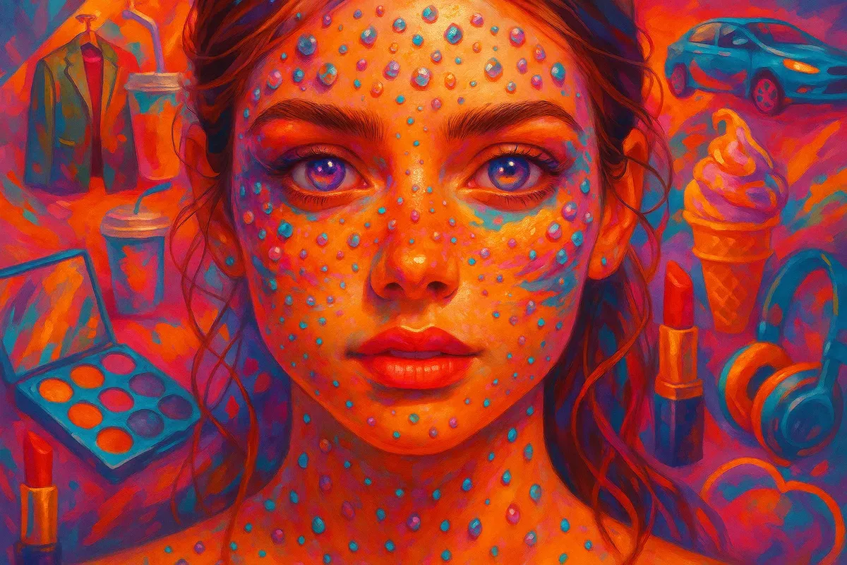 화려한 메이크업을 한 여성 초상화