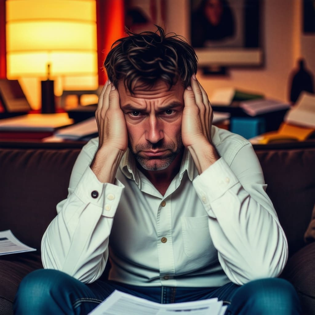 실업으로 인한 스트레스를 표현하는 사람