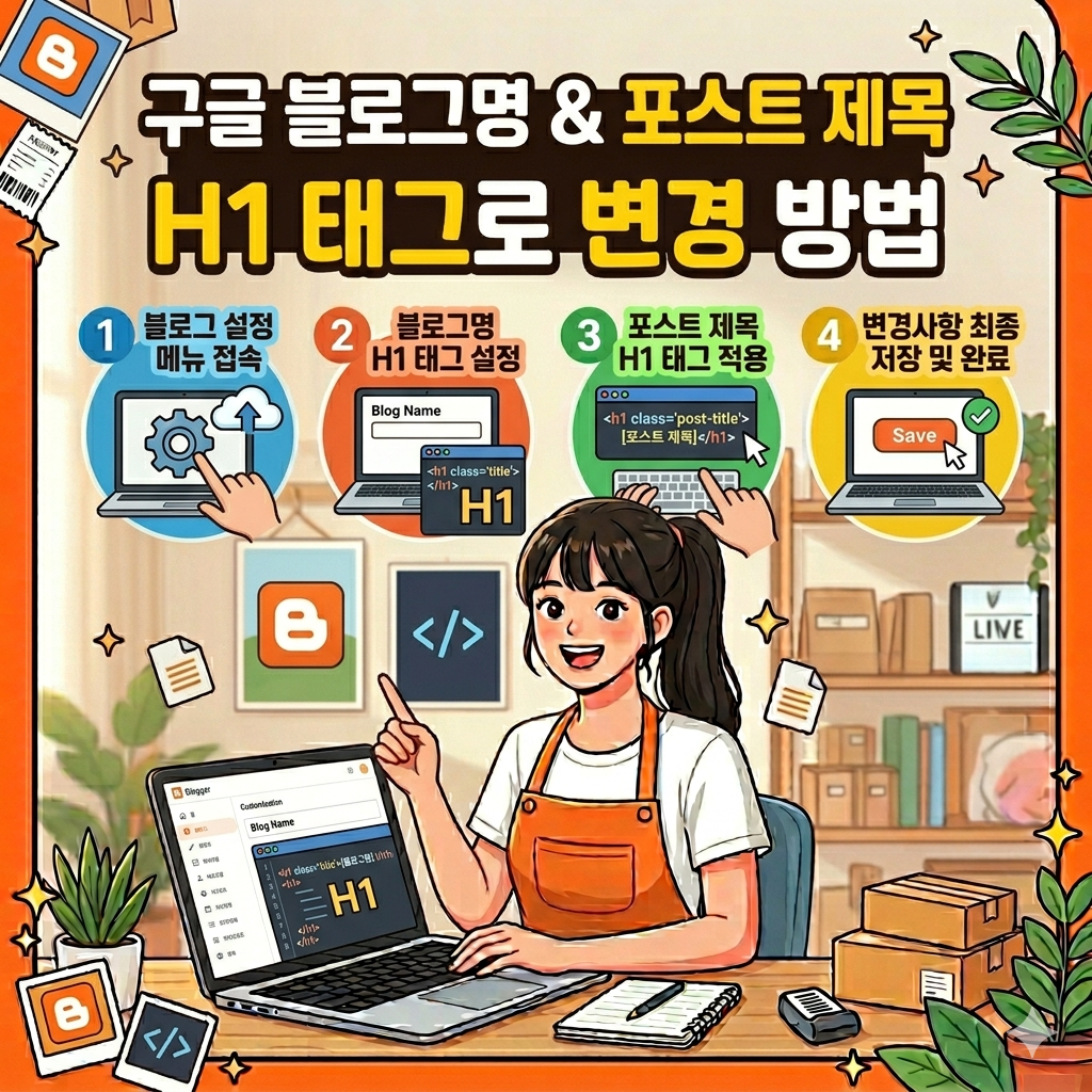구글 블로그명과 포스트 제목 H1 태그 변경 방법