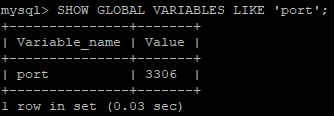 MySQL 글로벌 변수를 이용하여 포트 번호를 확인하는 예시