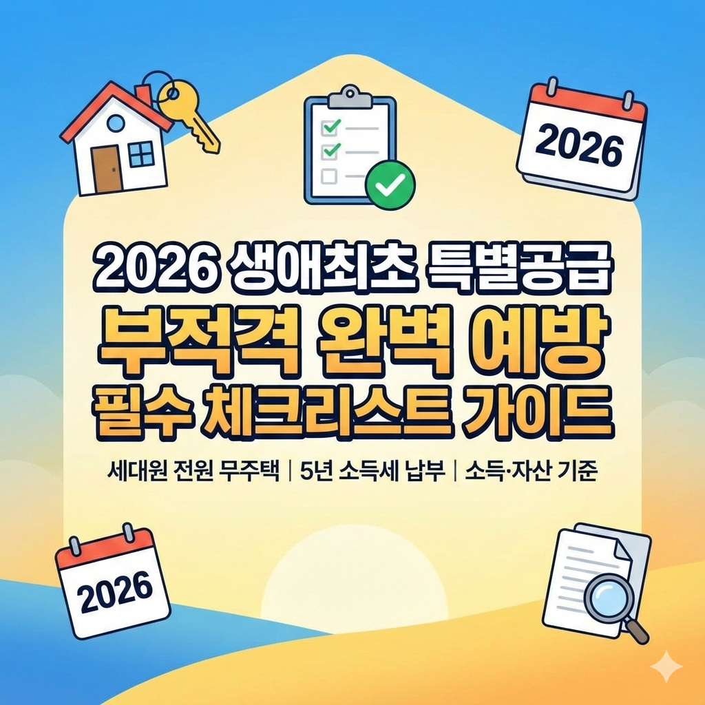 2026 생애최초 특별공급 조건 부적격 피하는 필수 가이드