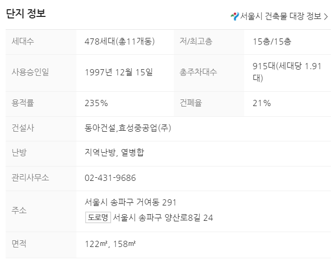 거여2단지 아파트 정보