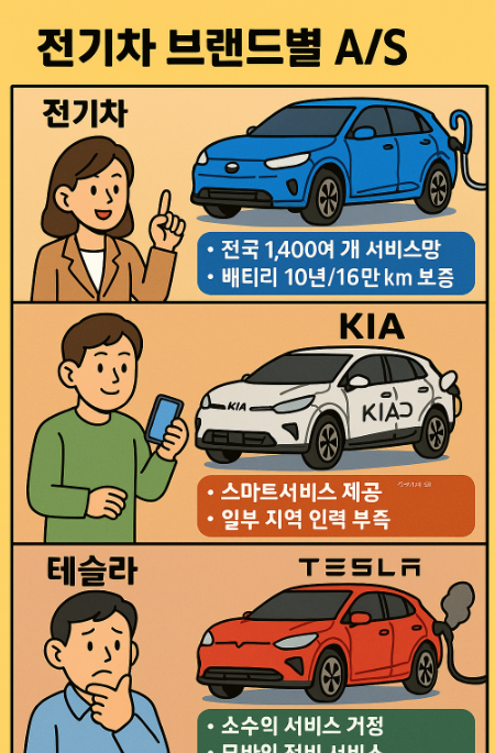 전기차 브랜드별 A/S 비교