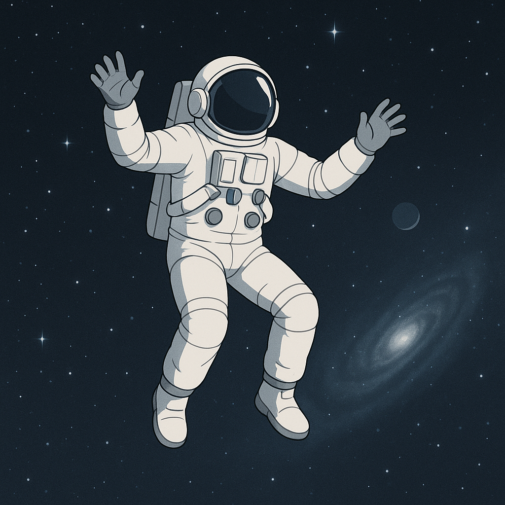 우주 공간에서의 ‘무중력 상태’ 개념을 단순화해 표현한 이미지