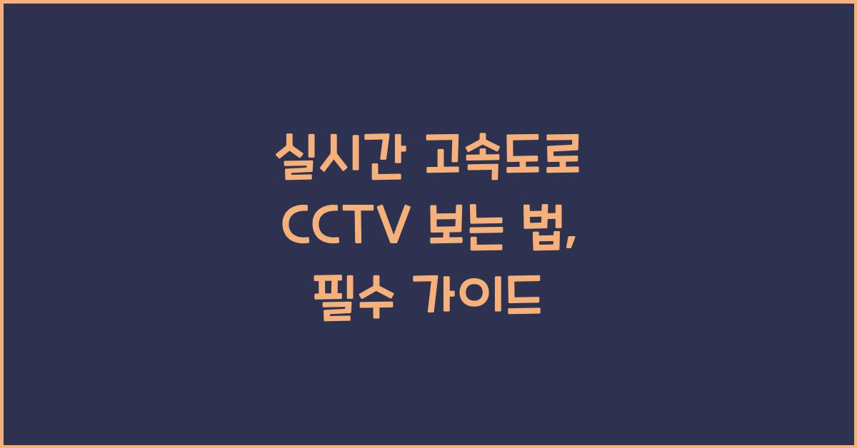 실시간 고속도로 cctv 보는 법