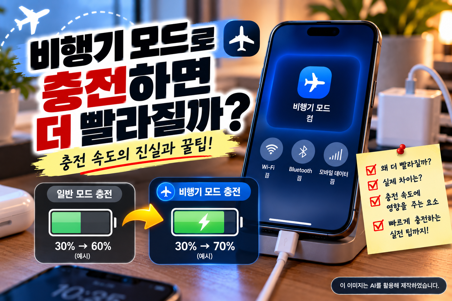 휴대폰 비행기 모드 충전 시 충전 속도가 빨라지는 이유와 빠르게 충전하는 방법