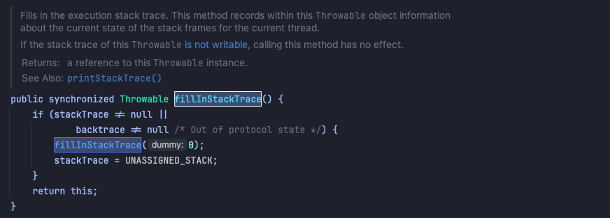 fillInStackTrace-code