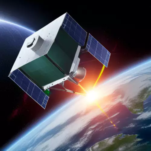 위성이 레이저를 쏘는 그림