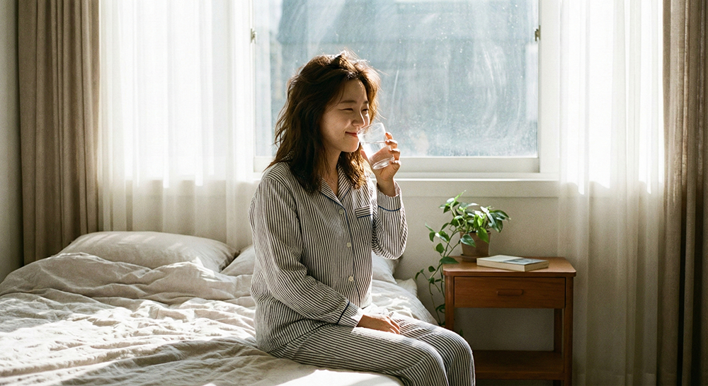 장 건강 좋아지는 법의 시작인 아침 공복 미온수 마시기 습관 이미지