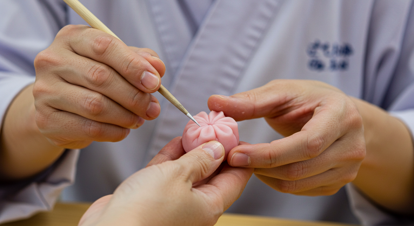 섬세한 기술을 시범 보이고 있는 모습