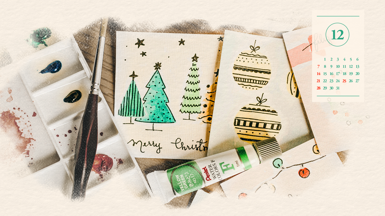 04 크리스마스 카드 A - 2025년12월 노트북배경화면